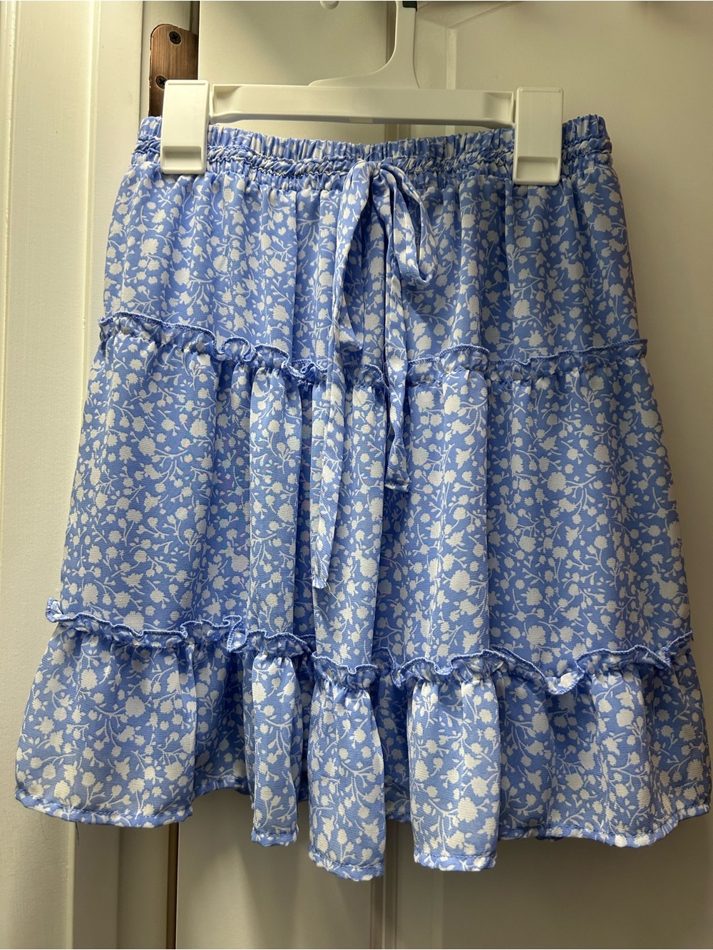 Sienna Sky Light Blue Floral Ruffle Tiered Skirt